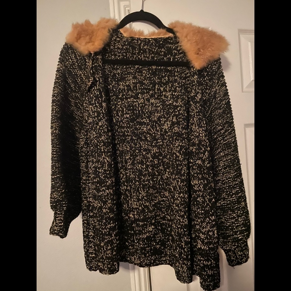 Faux Fur Collared Cardigan
